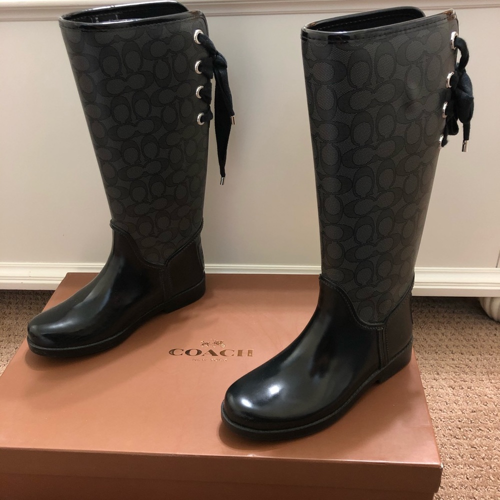 Coach Tristee Classic Tall Rainboots- Black/Smoke